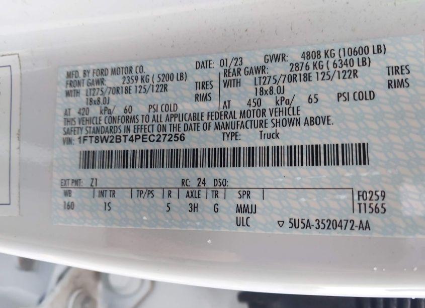 Photo 8 of 2023 Ford F-250 XL (VIN 1FT8W2BT4PEC27256)