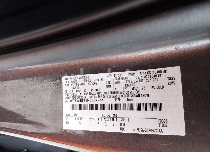 Photo 8 of 2022 Ford F-250 XLT (VIN 1FT8W2BT5NEE37233)