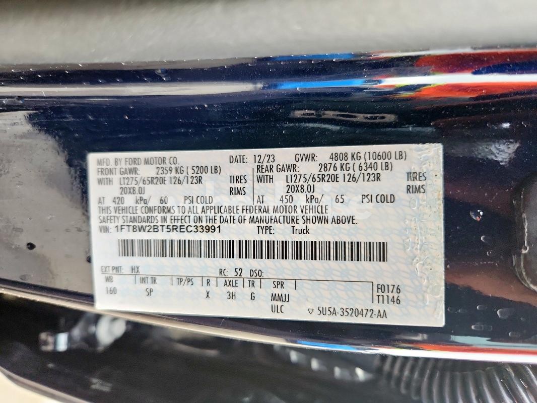 Photo 2 of 2024 FORD SUPER DUTY F-250 W/S (VIN 1FT8W2BT5REC33991)