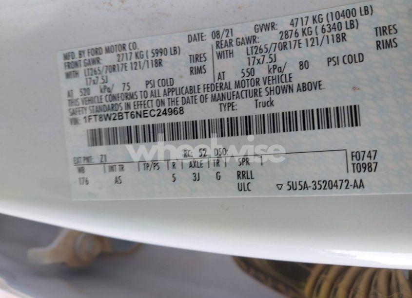 Photo 8 of 2022 Ford F-250 XL (VIN 1FT8W2BT6NEC24968)