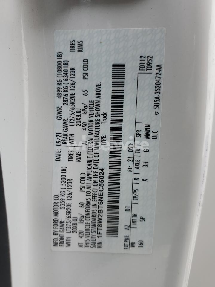 Photo 12 of 2022 FORD F250 SUPER DUTY (VIN 1FT8W2BT6NEC55024)