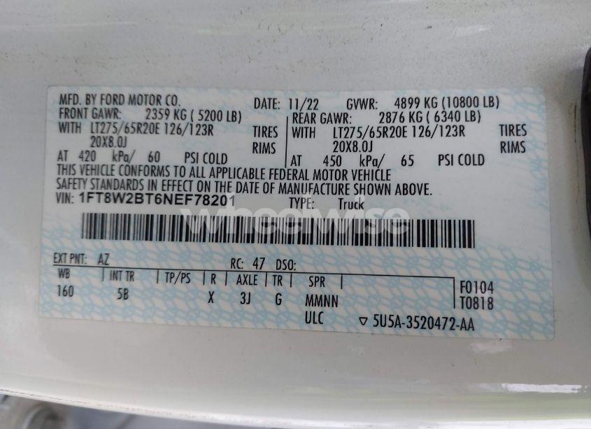 Photo 8 of 2022 Ford F-250 LARIAT (VIN 1FT8W2BT6NEF78201)