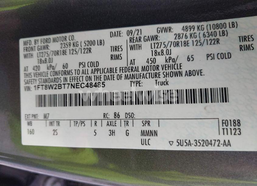 Photo 8 of 2022 Ford F-250 XLT (VIN 1FT8W2BT7NEC48485)