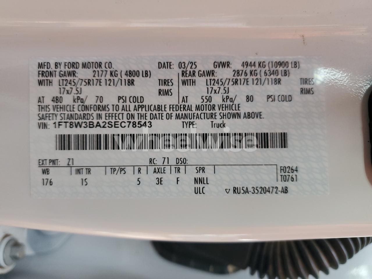 Photo 12 of 2025 FORD F350 SUPER DUTY (VIN 1FT8W3BA2SEC78543)