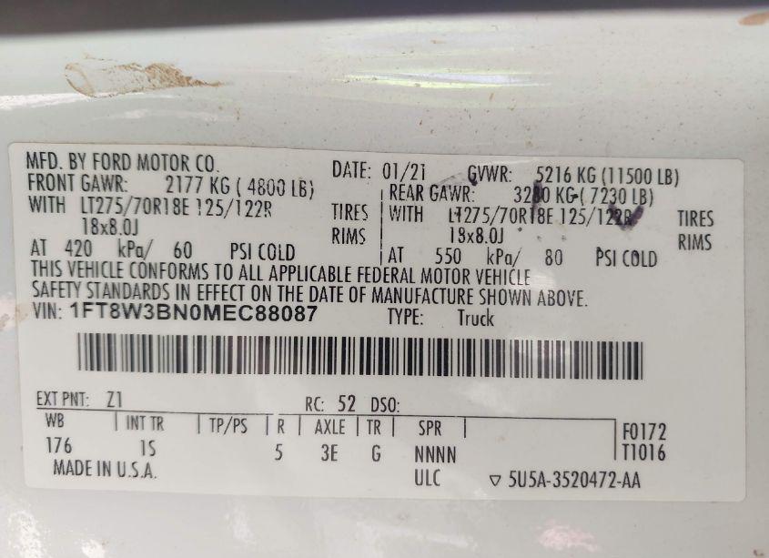 Photo 8 of 2021 Ford F-350 XL (VIN 1FT8W3BN0MEC88087)