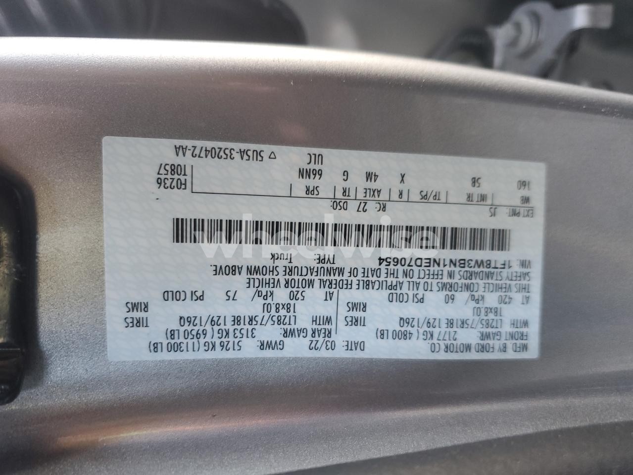 Photo 12 of 2022 FORD F350 SUPER DUTY (VIN 1FT8W3BN1NED70654)