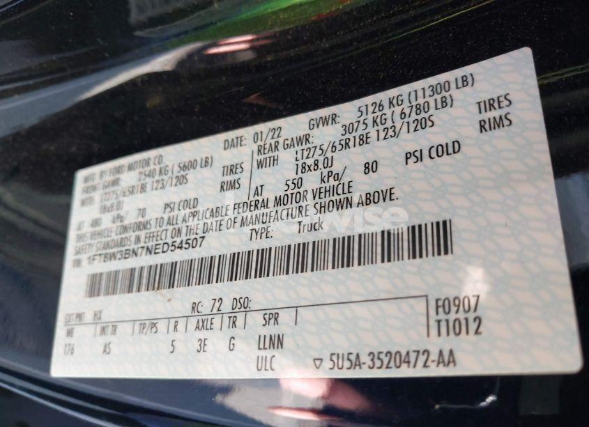 Photo 8 of 2022 Ford F-350 XL (VIN 1FT8W3BN7NED54507)