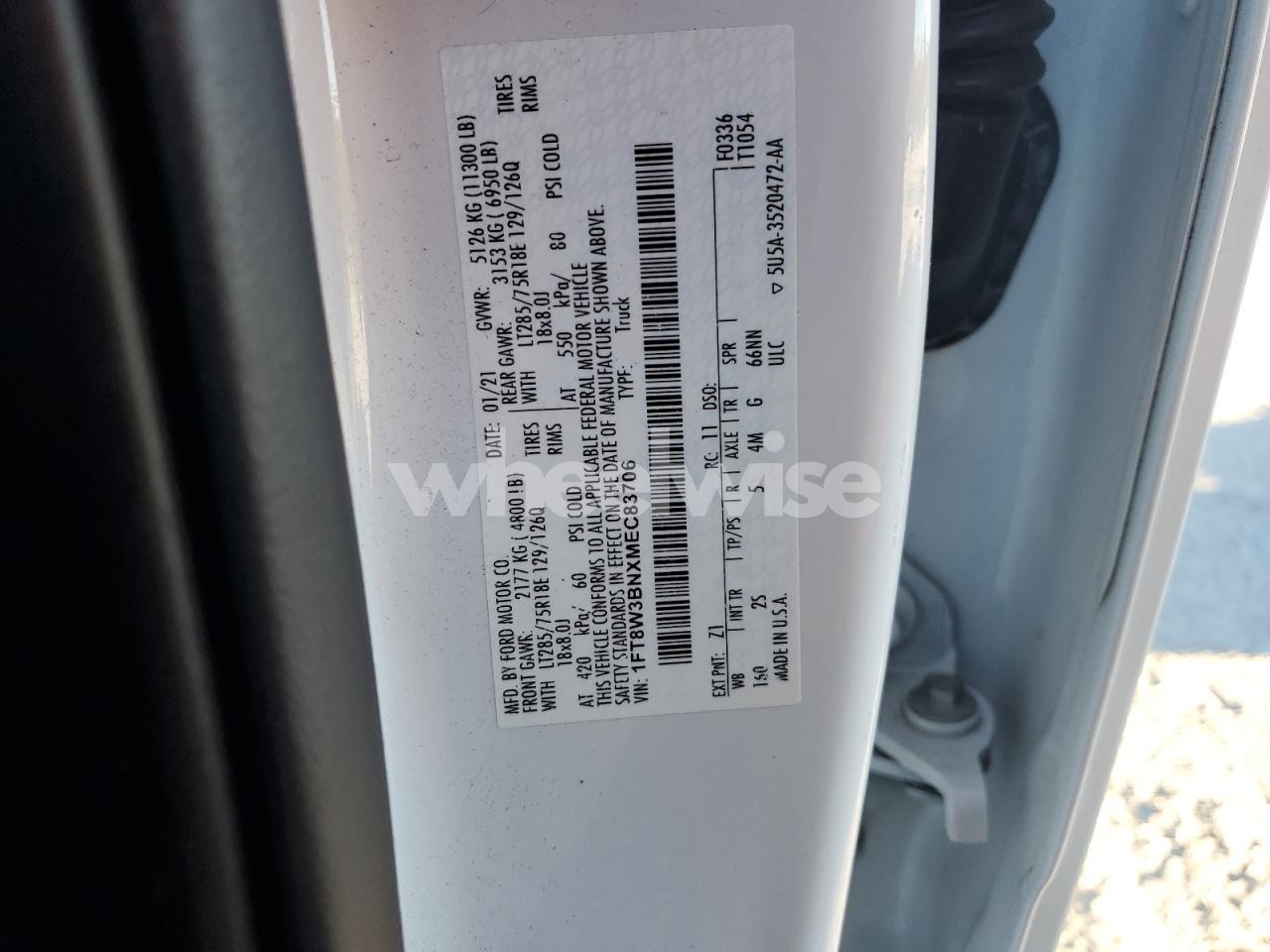 Photo 12 of 2021 FORD F350 SUPER DUTY (VIN 1FT8W3BNXMEC83706)