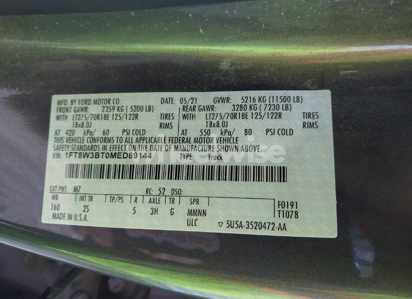 Photo 8 of 2021 Ford F-350 XLT (VIN 1FT8W3BT0MED89144)