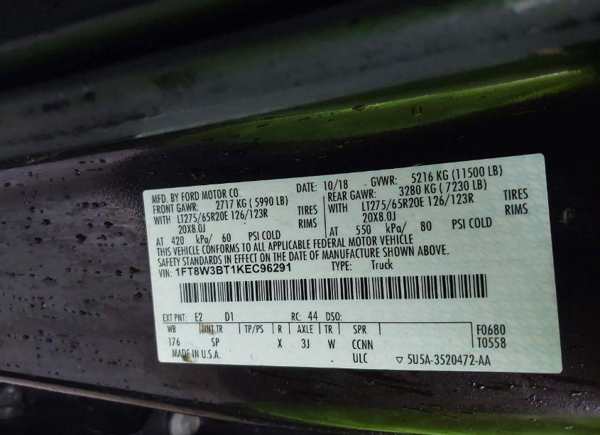 Photo 8 of 2019 Ford F-350 KING RANCH (VIN 1FT8W3BT1KEC96291)