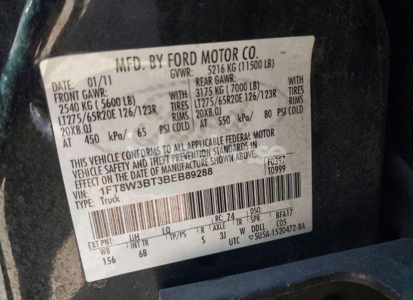 Photo 9 of 2011 Ford F-350 LARIAT (VIN 1FT8W3BT3BEB89288)