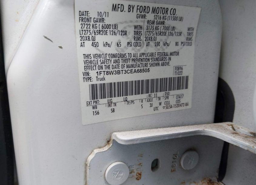 Photo 9 of 2012 Ford F-350 LARIAT (VIN 1FT8W3BT3CEA68505)