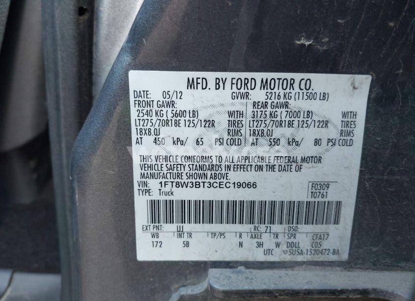 Photo 8 of 2012 Ford F-350 LARIAT (VIN 1FT8W3BT3CEC19066)