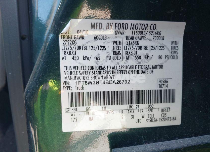 Photo 8 of 2011 Ford F-350 LARIAT (VIN 1FT8W3BT4BEA26732)