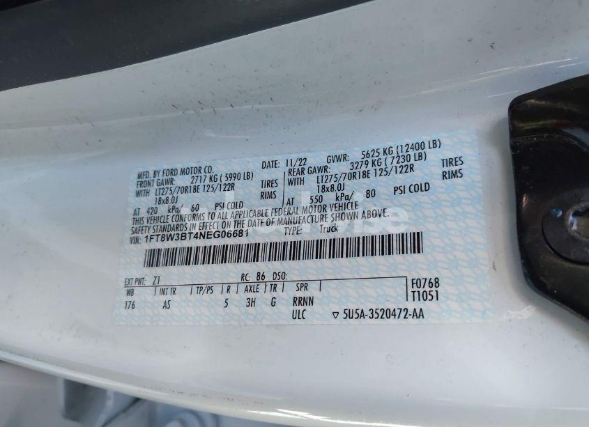 Photo 8 of 2022 Ford F-350 XL (VIN 1FT8W3BT4NEG06681)