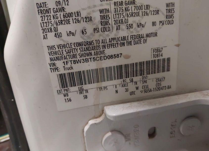 Photo 8 of 2012 Ford F-350 LARIAT (VIN 1FT8W3BT5CED08587)