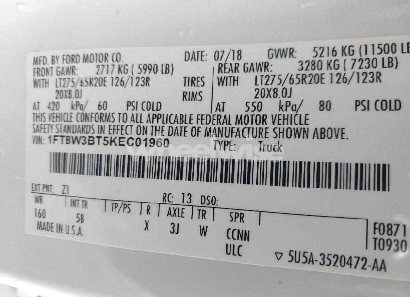 Photo 9 of 2019 Ford F-350 LARIAT (VIN 1FT8W3BT5KEC01960)