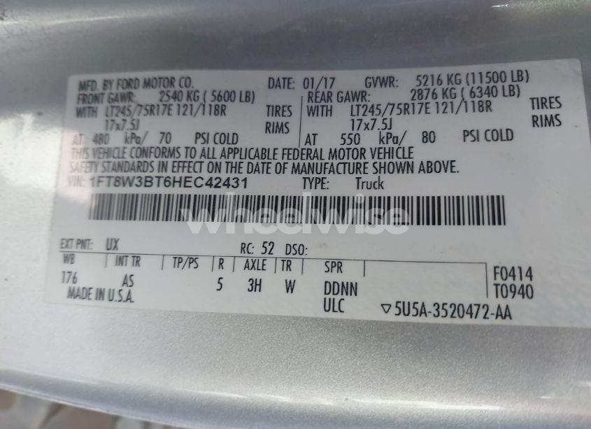 Photo 8 of 2017 Ford F-350 XL (VIN 1FT8W3BT6HEC42431)