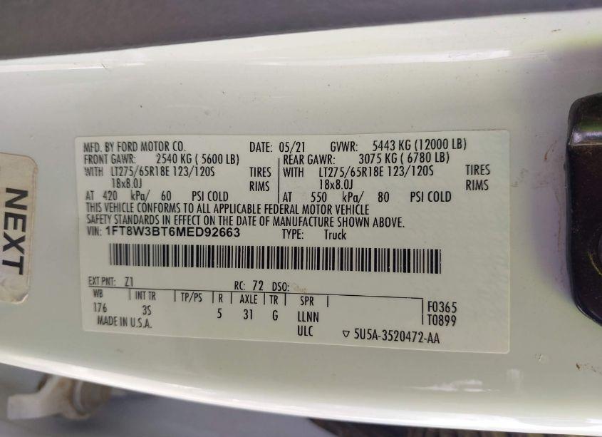 Photo 9 of 2021 Ford F-350 XLT (VIN 1FT8W3BT6MED92663)