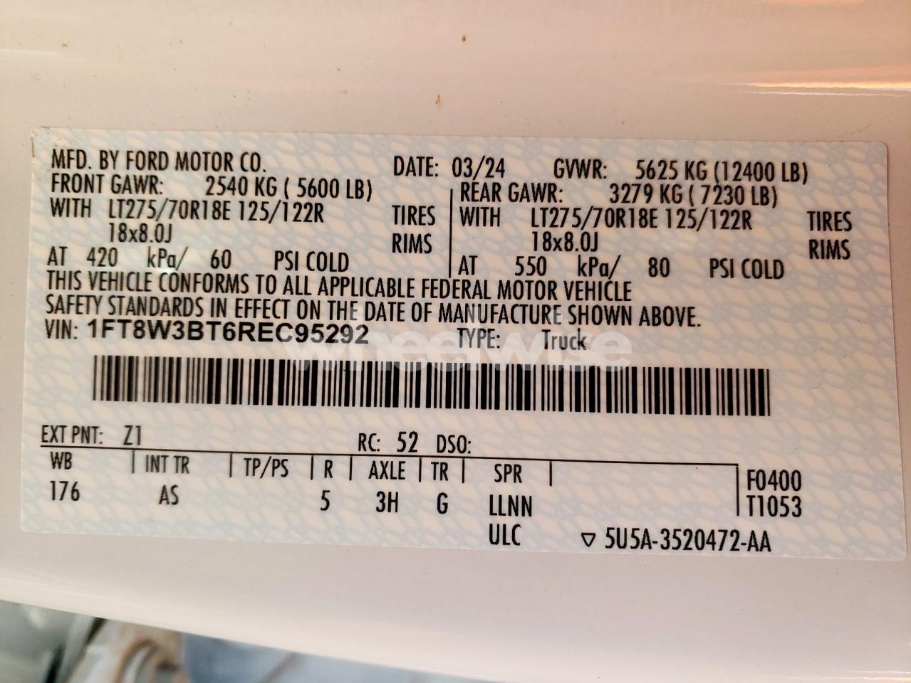 Photo 14 of 2024 FORD F350 SUPER DUTY TRUCK CAB AND CHASSIS (VIN 1FT8W3BT6REC95292)