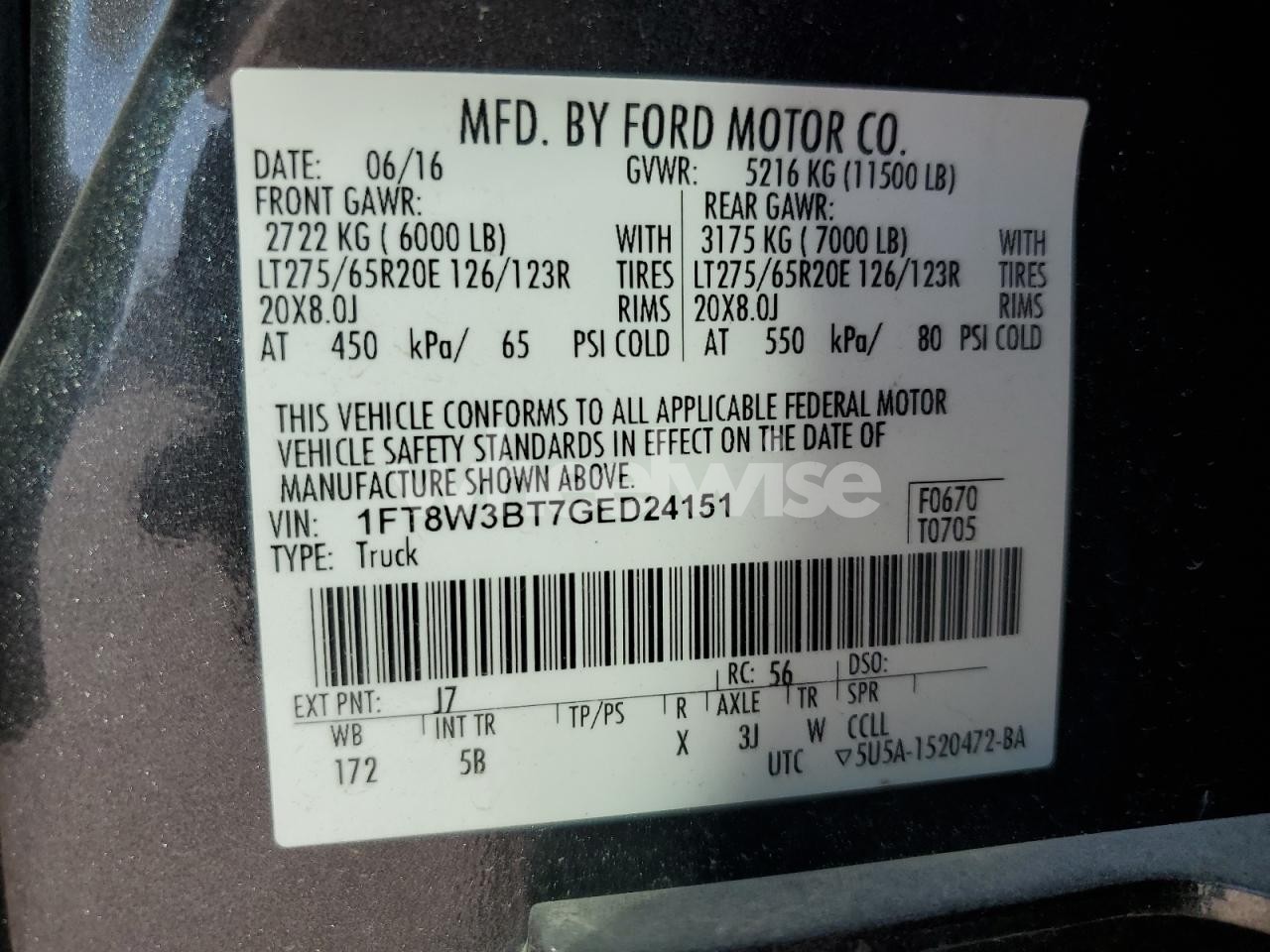 Photo 13 of 2016 FORD F350 SUPER DUTY (VIN 1FT8W3BT7GED24151)