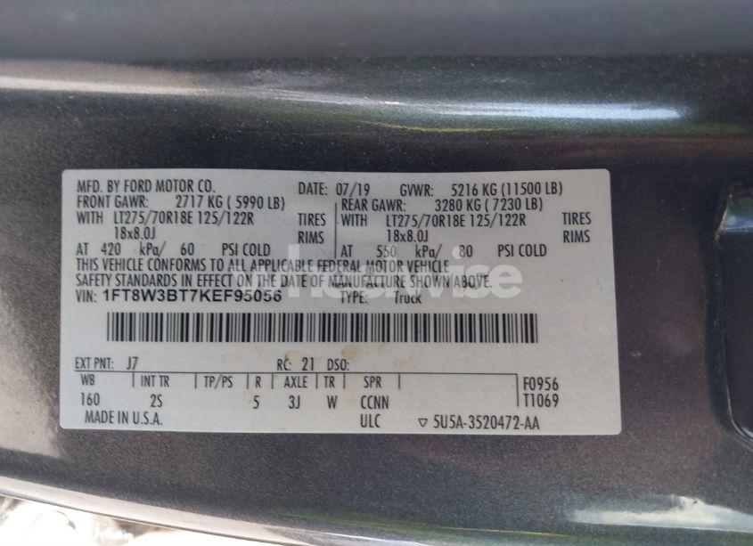 Photo 8 of 2019 Ford F-350 XLT (VIN 1FT8W3BT7KEF95056)