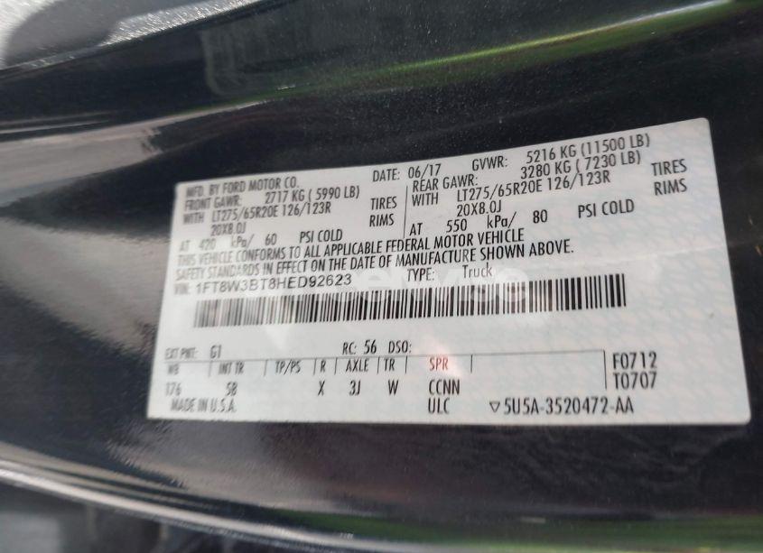 Photo 9 of 2017 Ford F-350 LARIAT (VIN 1FT8W3BT8HED92623)