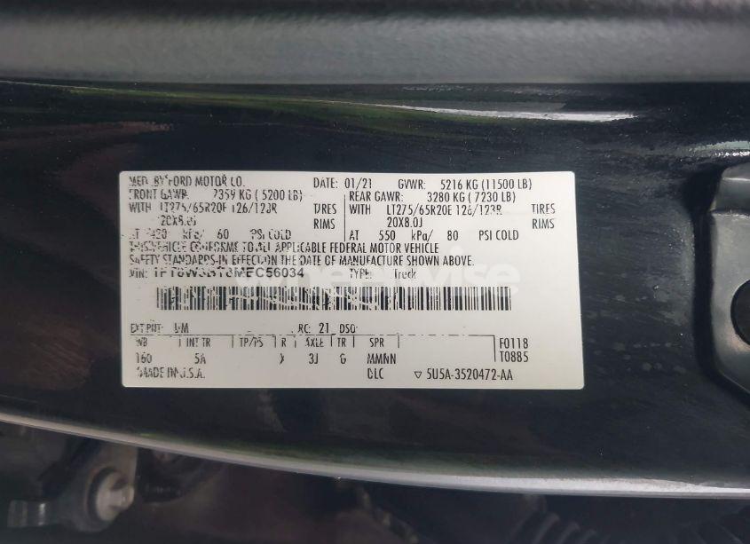 Photo 9 of 2021 Ford F-350 LARIAT (VIN 1FT8W3BT8MEC56034)