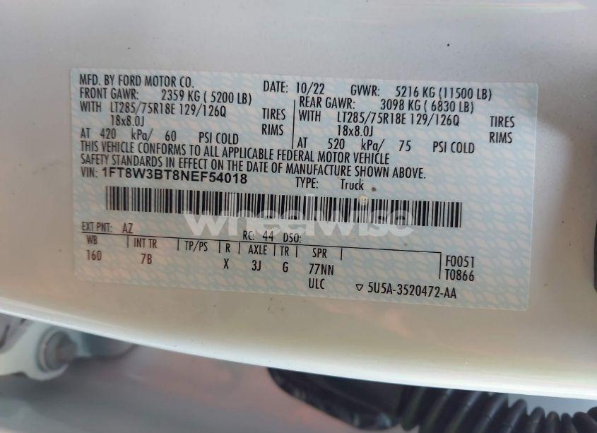 Photo 8 of 2022 Ford F-350 PLATINUM (VIN 1FT8W3BT8NEF54018)