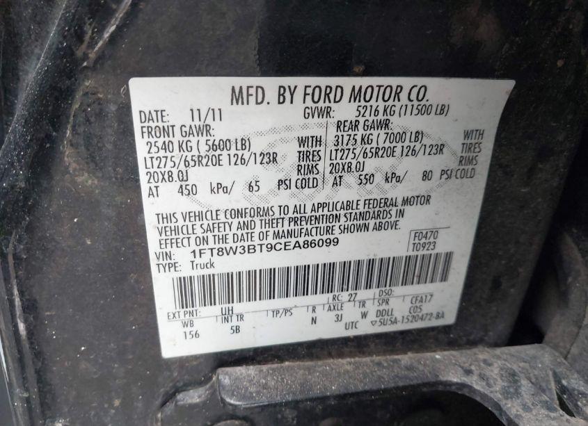 Photo 8 of 2012 Ford F-350 LARIAT (VIN 1FT8W3BT9CEA86099)