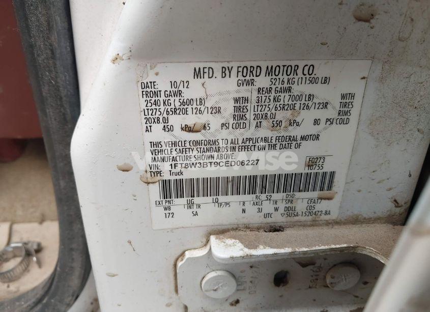 Photo 8 of 2012 Ford F-350 LARIAT (VIN 1FT8W3BT9CED06227)