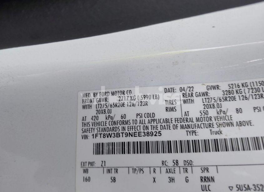Photo 8 of 2022 Ford F-350 LARIAT (VIN 1FT8W3BT9NEE38925)