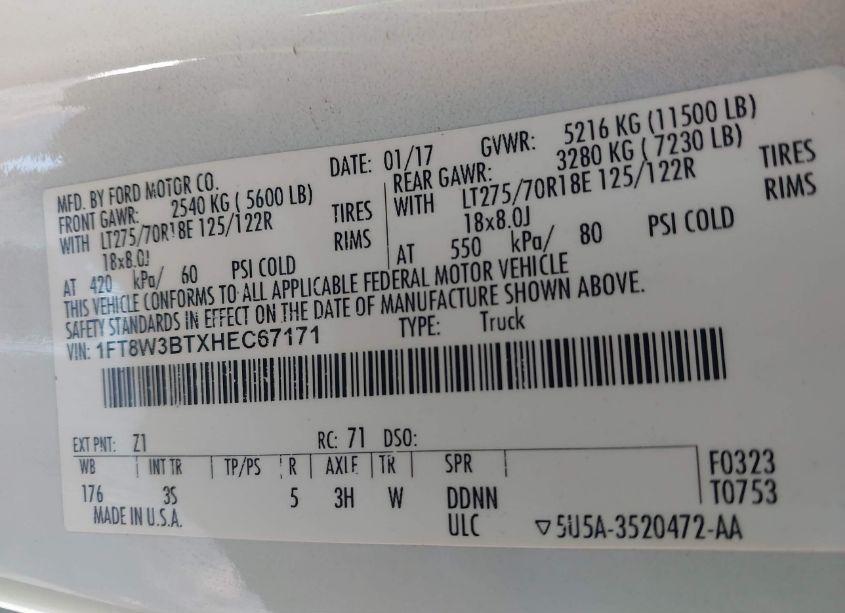 Photo 8 of 2017 Ford F-350 XLT (VIN 1FT8W3BTXHEC67171)