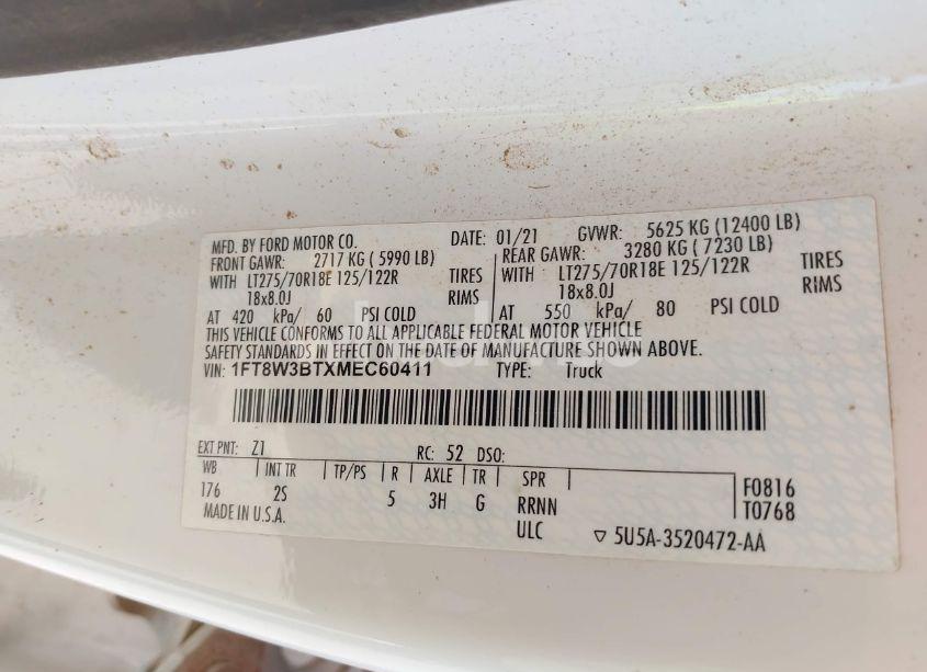Photo 8 of 2021 Ford F-350 XLT (VIN 1FT8W3BTXMEC60411)