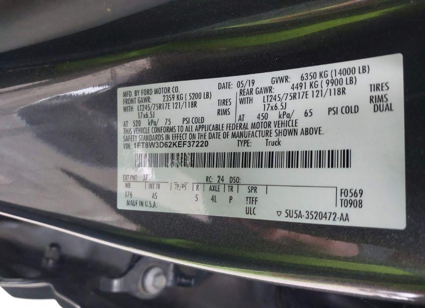 Photo 8 of 2019 Ford F-350 XL (VIN 1FT8W3D62KEF37220)