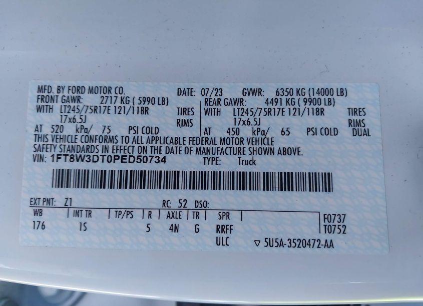 Photo 8 of 2023 Ford F-350 XL (VIN 1FT8W3DT0PED50734)