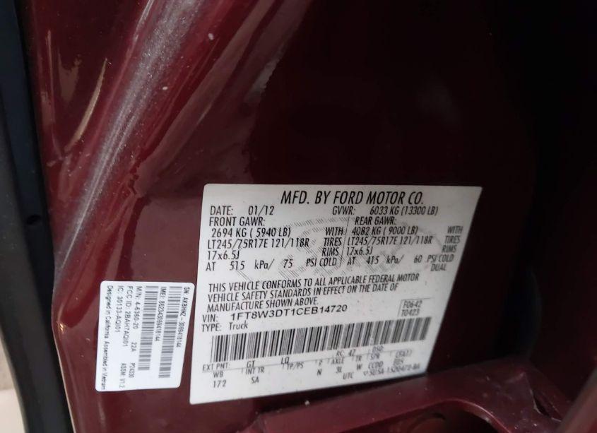 Photo 9 of 2012 Ford F-350 LARIAT (VIN 1FT8W3DT1CEB14720)