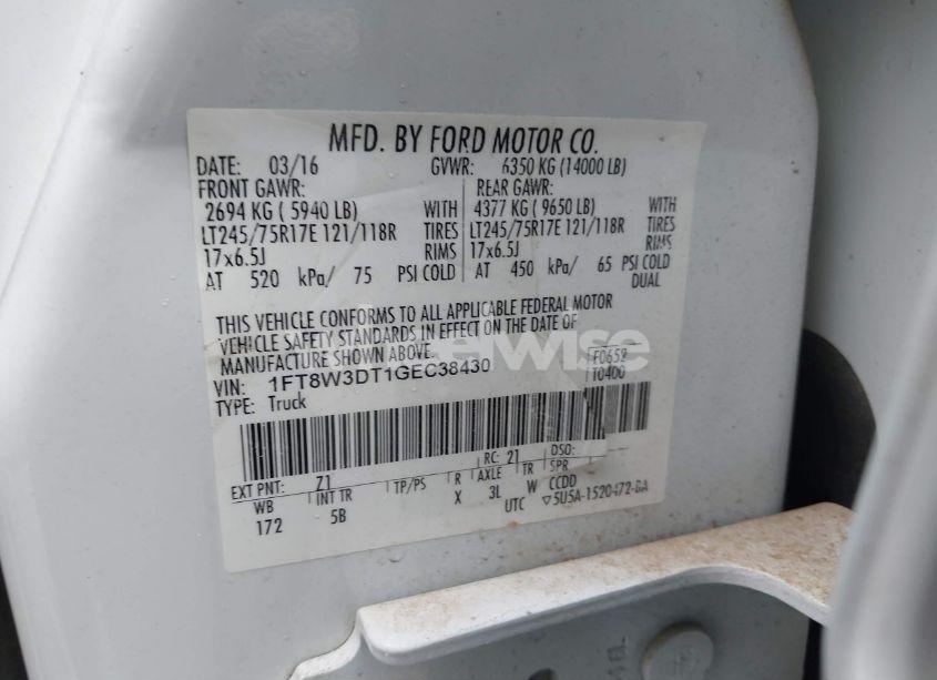 Photo 8 of 2016 Ford F-350 LARIAT (VIN 1FT8W3DT1GEC38430)