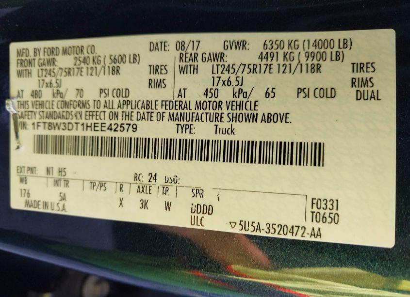 Photo 8 of 2017 Ford F-350 LARIAT (VIN 1FT8W3DT1HEE42579)