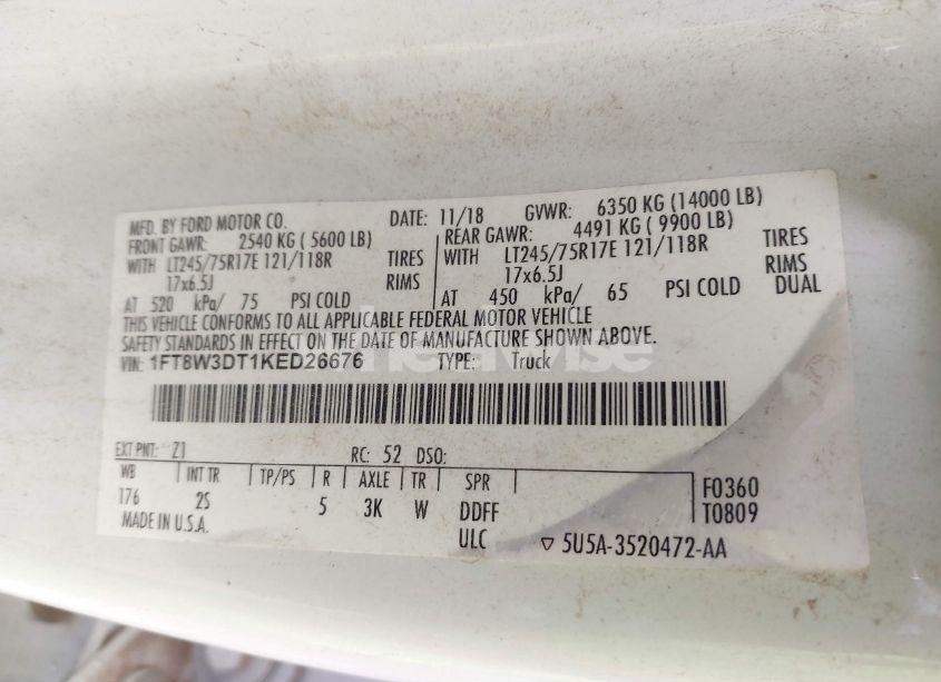 Photo 8 of 2019 Ford F-350 XLT (VIN 1FT8W3DT1KED26676)