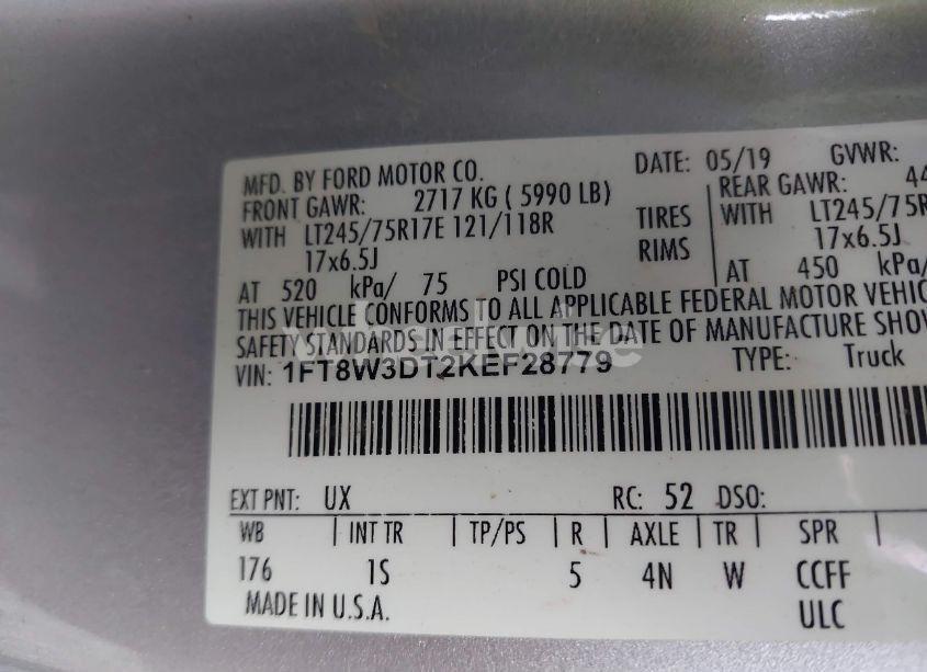Photo 9 of 2019 Ford F-350 XL (VIN 1FT8W3DT2KEF28779)