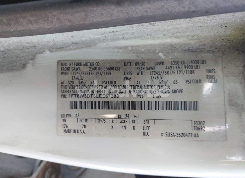 Photo 9 of 2020 Ford F-350 PLATINUM (VIN 1FT8W3DT3LEE57383)