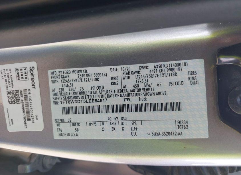 Photo 8 of 2020 Ford F-350 LARIAT (VIN 1FT8W3DT5LEE84617)