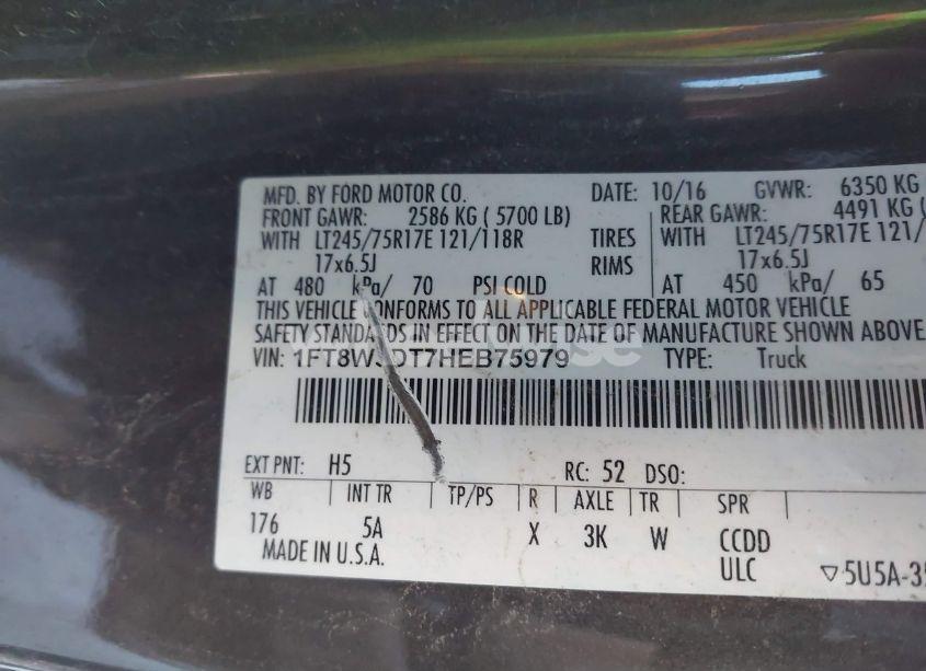 Photo 8 of 2017 Ford F-350 LARIAT (VIN 1FT8W3DT7HEB75979)