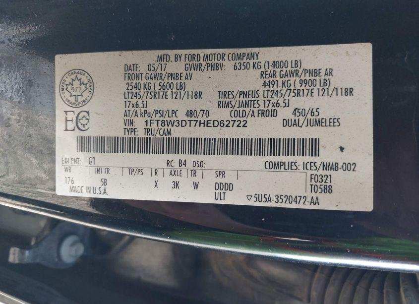 Photo 9 of 2017 Ford F-350 LARIAT (VIN 1FT8W3DT7HED62722)