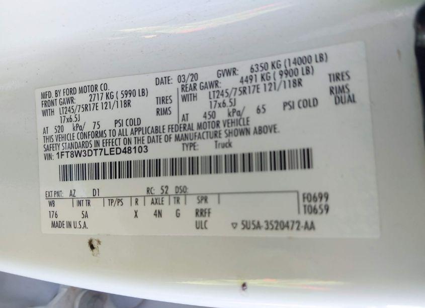 Photo 9 of 2020 Ford F-350 LARIAT (VIN 1FT8W3DT7LED48103)
