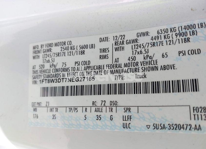 Photo 8 of 2022 Ford F-350 XLT (VIN 1FT8W3DT7NEG27165)