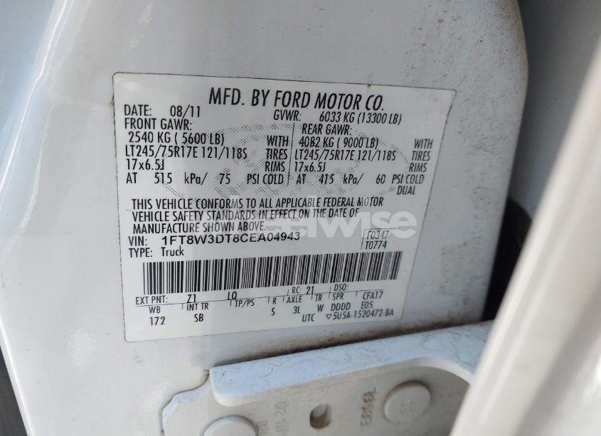 Photo 9 of 2012 Ford F-350 LARIAT (VIN 1FT8W3DT8CEA04943)