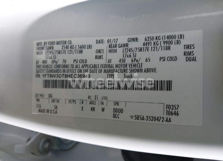 Photo 8 of 2017 Ford F-350 LARIAT (VIN 1FT8W3DT8HEC36949)