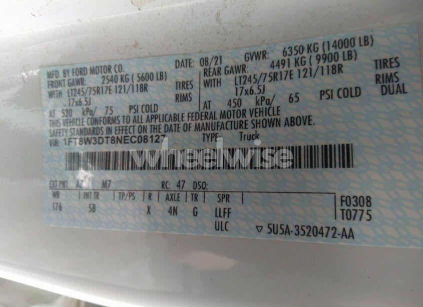 Photo 8 of 2022 Ford F-350 LARIAT (VIN 1FT8W3DT8NEC08127)